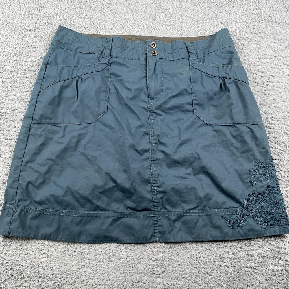 REI Skirt Womens 6 Blue Embroidered Hiking Travel Outdoor Casual Pockets